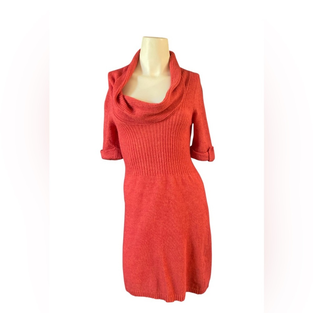 Theme Sweater knit dress Cowl Neck Collar Burnt orange Women’s size Small